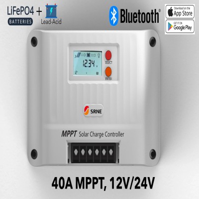 SRNE Shiner 12V/24V 40A MPPT Solar Charge Controller with Bluetooth (Shiner2440-B)